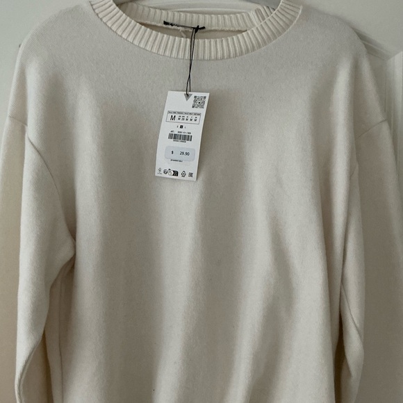 NWT Zara Cream Soft Crew Neck Sweater - Picture 5 of 10